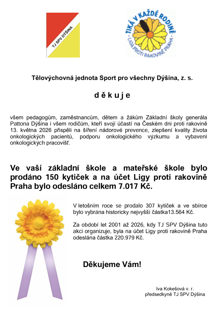 poděkování květinový den